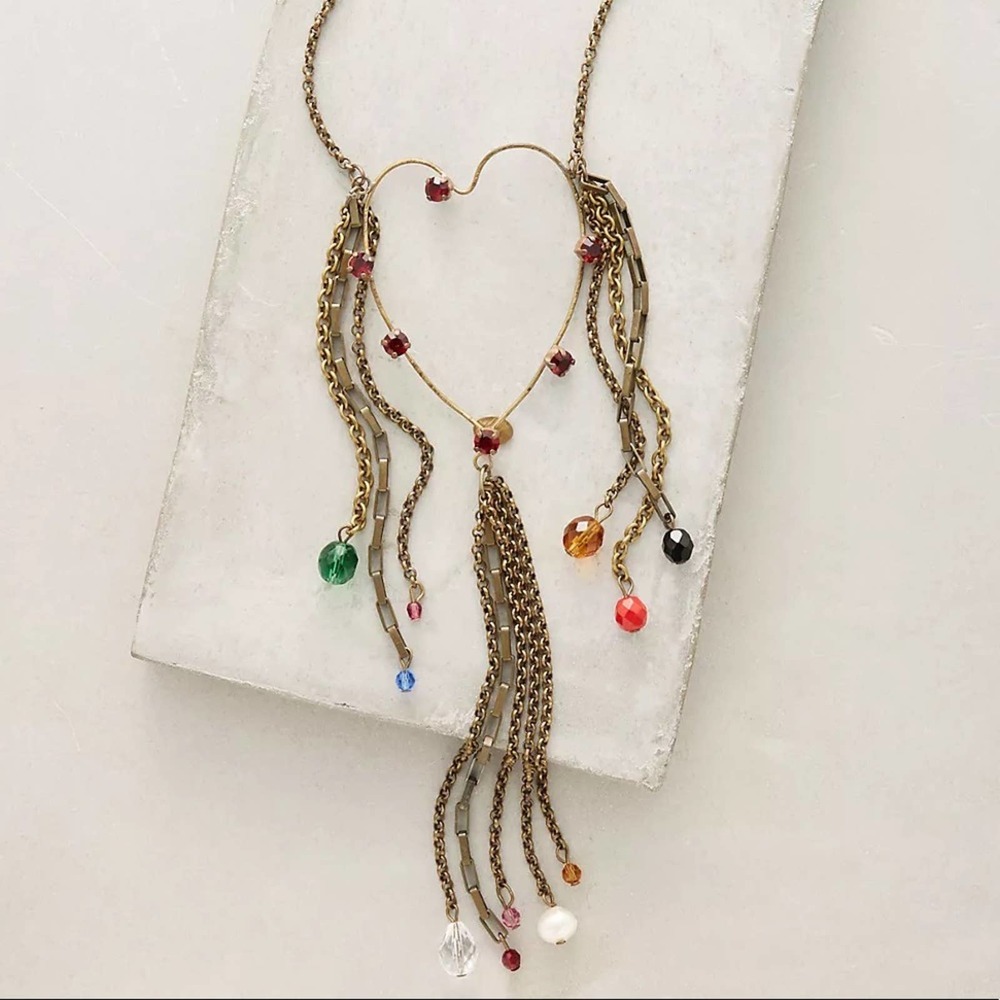 NEW Anthropologie Tasseled Heart Pendant